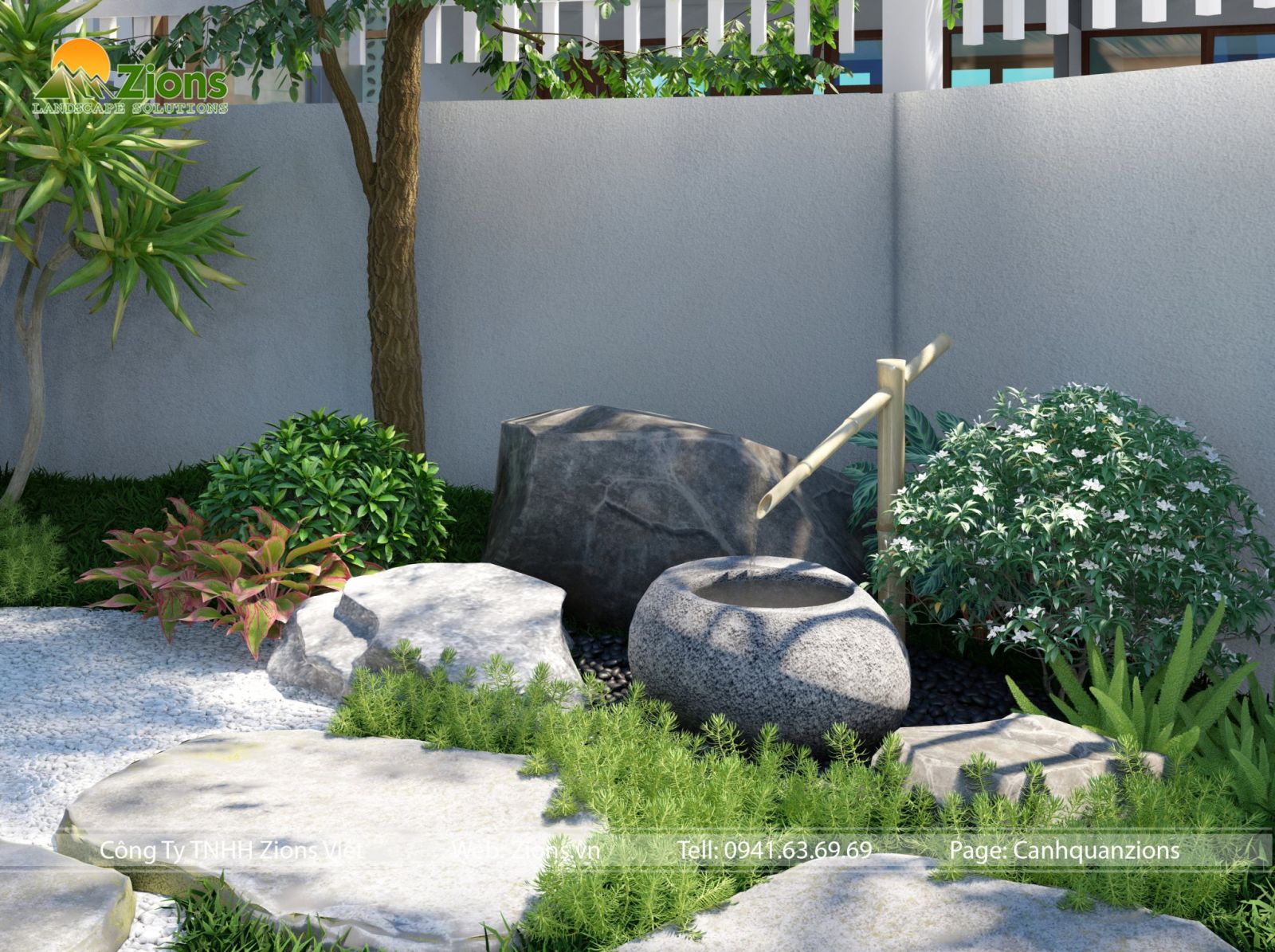Mẫu tiểu cảnh sân vườn Nhật Bản - thiết kế tiểu cảnh nước
